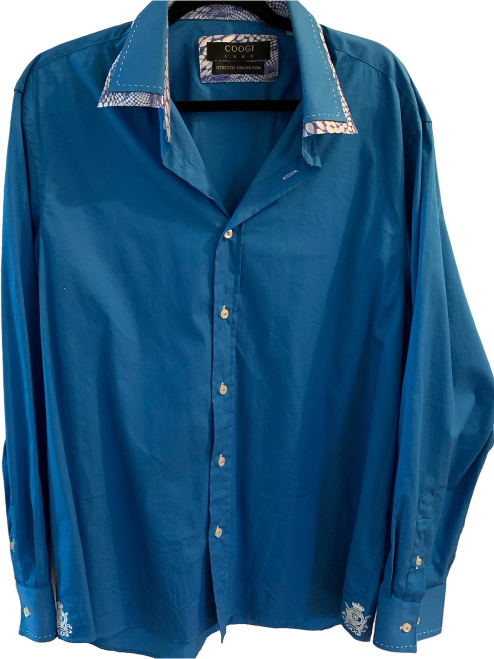 COOGI Luxe Stretch Collection LS Shirt Blue XXL NWOT